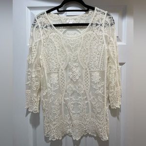 Long Sleeve Lace Top Women’s Sz L